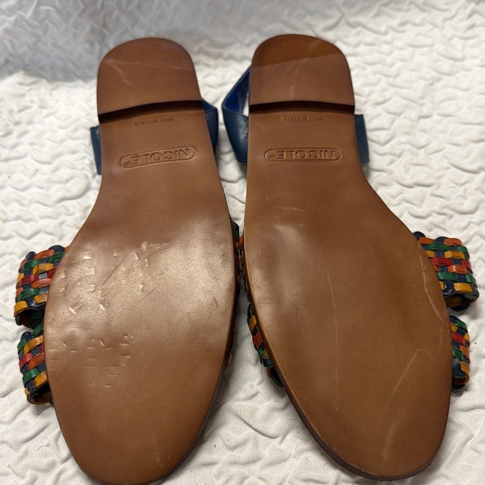 Vintage Nicole Multicolor Woven Leather Sandals…. Shawn ..Made In Brazil NWOT - Picture 5 of 9